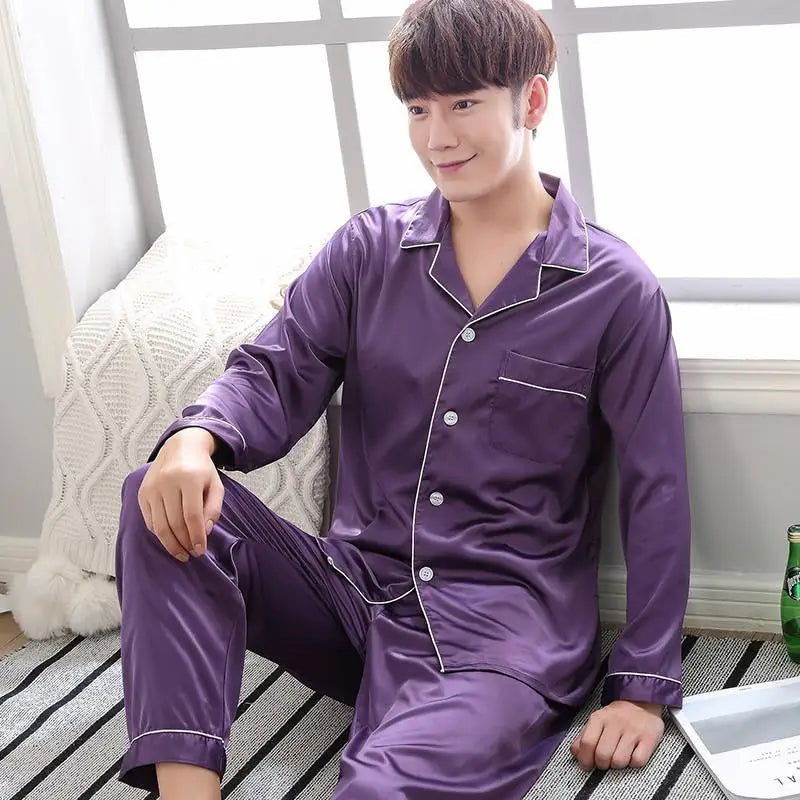 Pyjama DUO  en soie satiné Violet