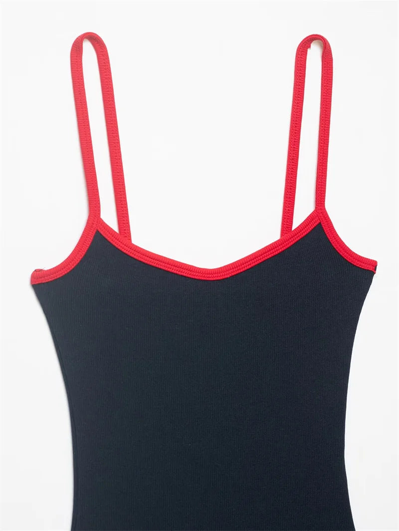 Body Chic Femme 2026 – Combinaison Color-Block Bretelles Fines