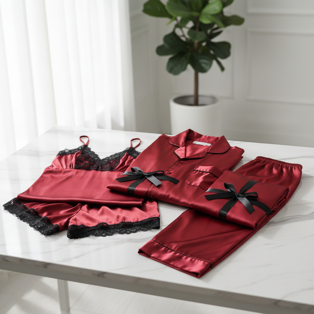 Pyjama soie rouge